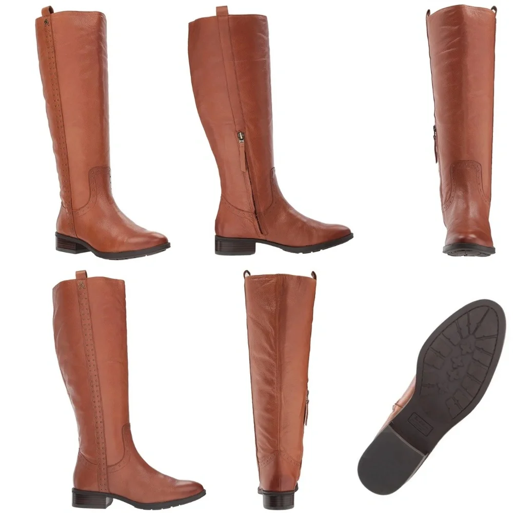 Sam Edelman Women's Prina 2 Whiskey Brown Leather Knee High Riding Boots 6.5